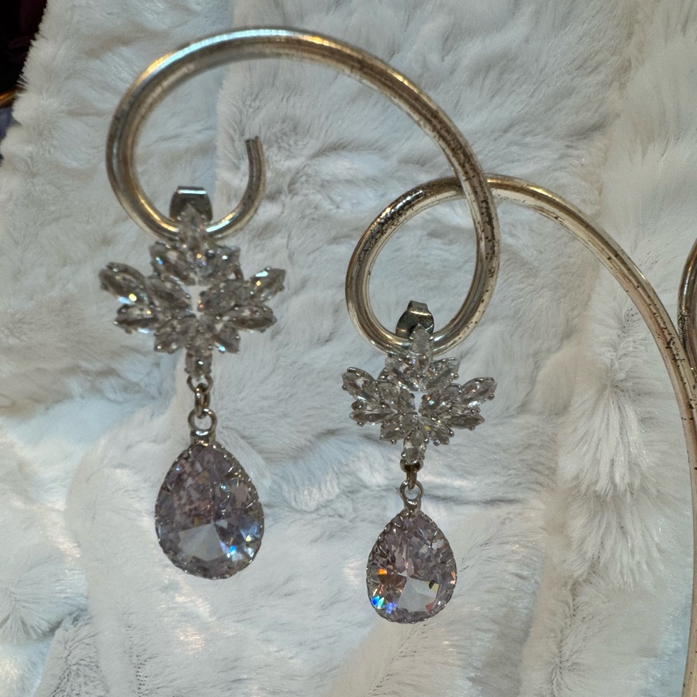 Silver Crystal Drop Earrings